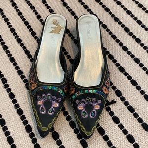 Vintage sequin kitten heel mules- 8.5
